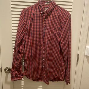 J crew Large Tall red and navy gingham shirt